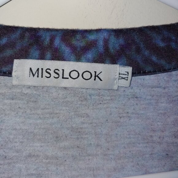 Misslook Southwest Aztec Print Button Down Long Sleeves Shirt Size XL Blue - Picture 2 of 6